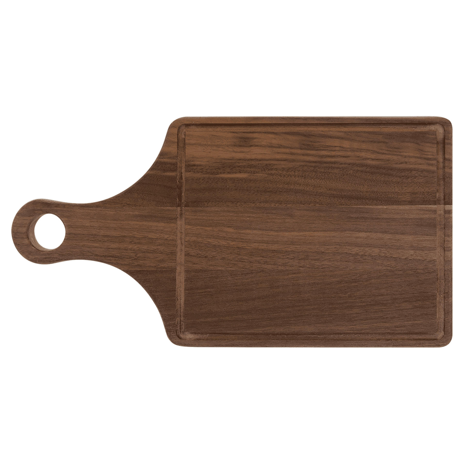 13 1/2" x 7" Walnut Cutting Board Paddle Shape with Drip Ring 2