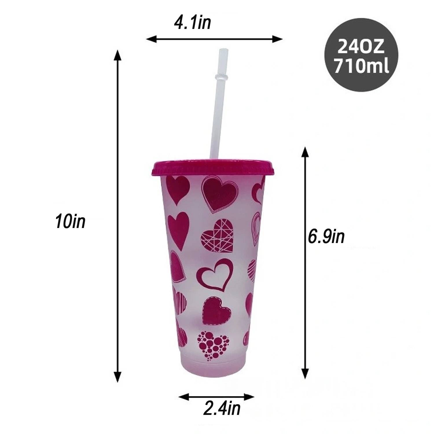 24oz Color Changing Plastic Cold Drink Cup w/ Straw 5