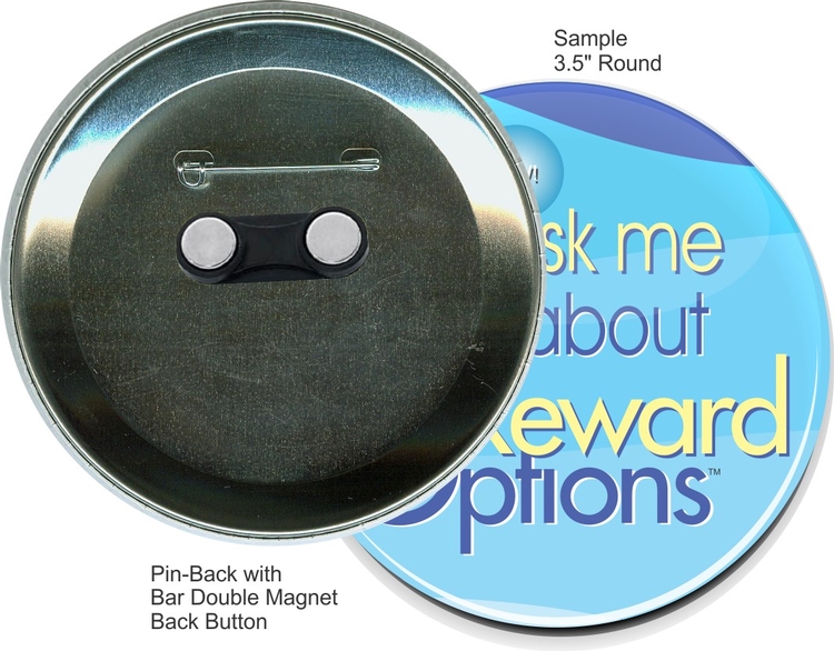 Pin-back with Bar Double Magnet 3 1/2 Inch 2