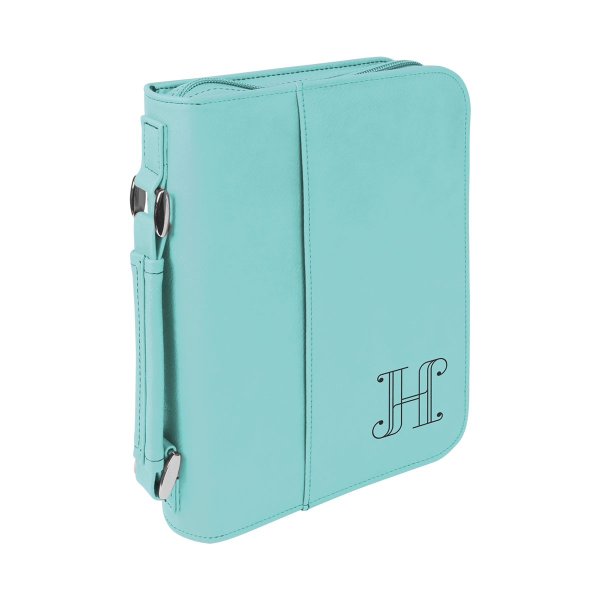 6" x 9" Teal Leatherette Book/Bible Cover with Handle & Zipper