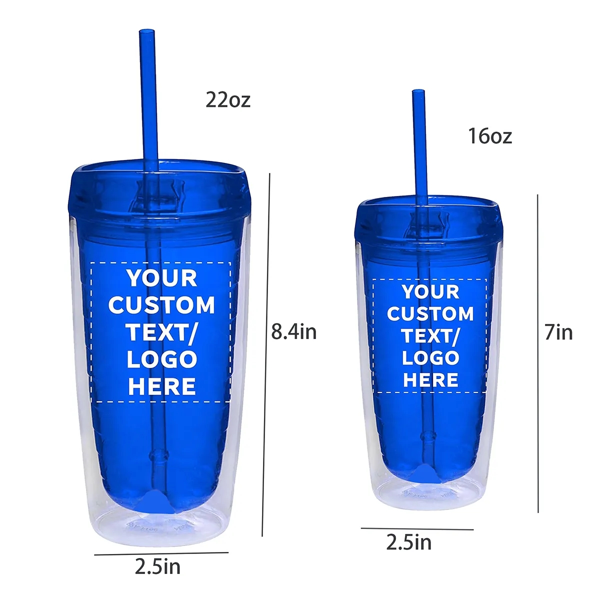 16 Oz Double Wall Reusable Acrylic Tumblers With Straw Lid 1