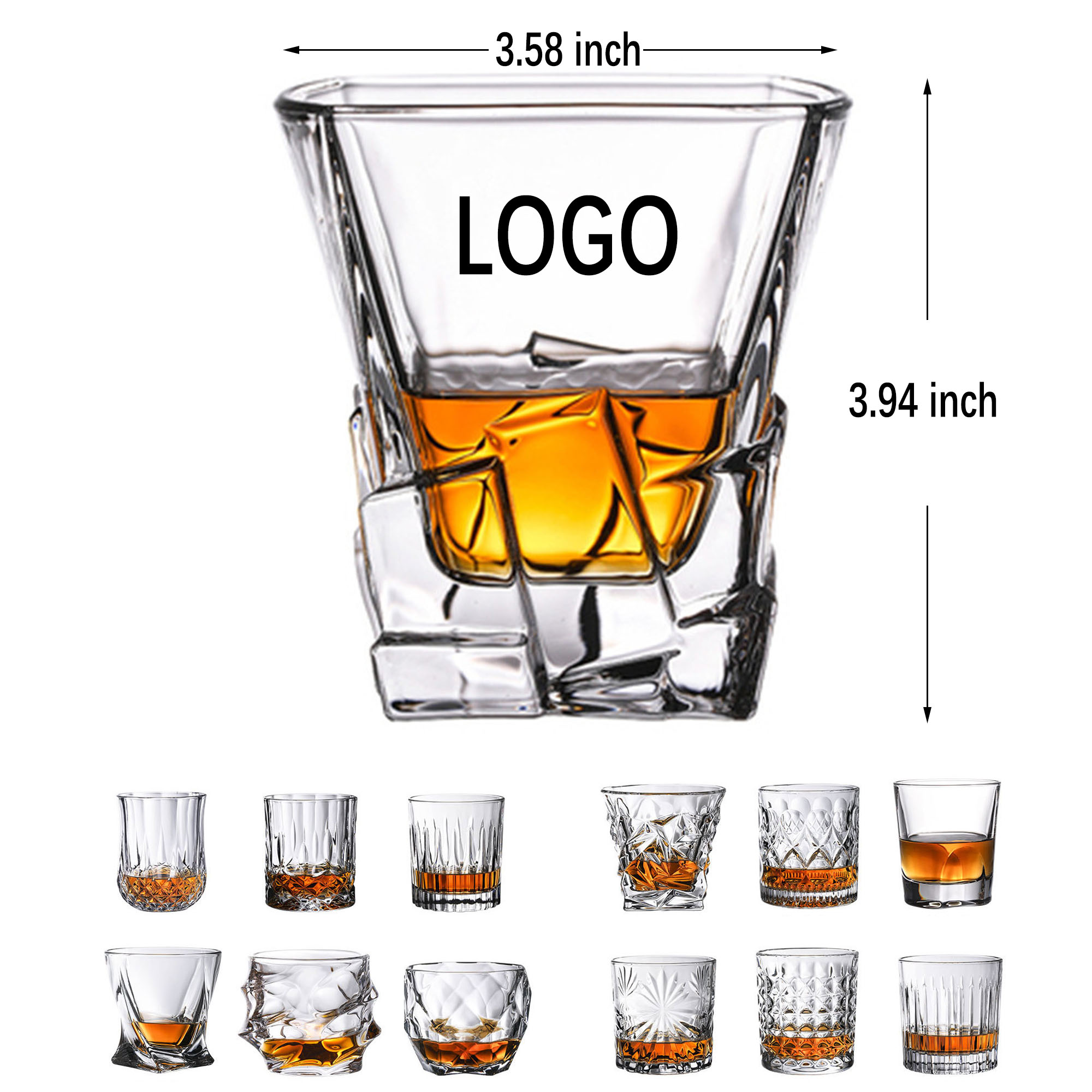 Durable Lead Free Glass 9.47 Oz Whiskey Drinking Cup 2