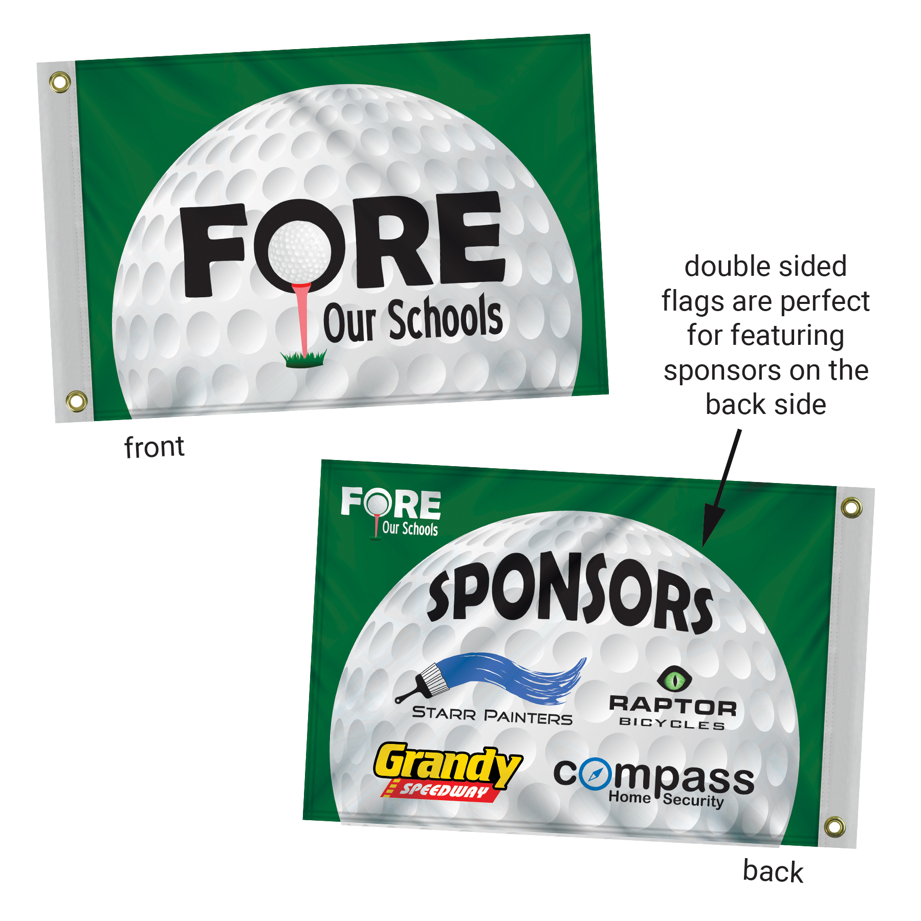 14" x 20" Custom Double Sided Knitted Polyester Golf Flag with Heading & Grommets 9