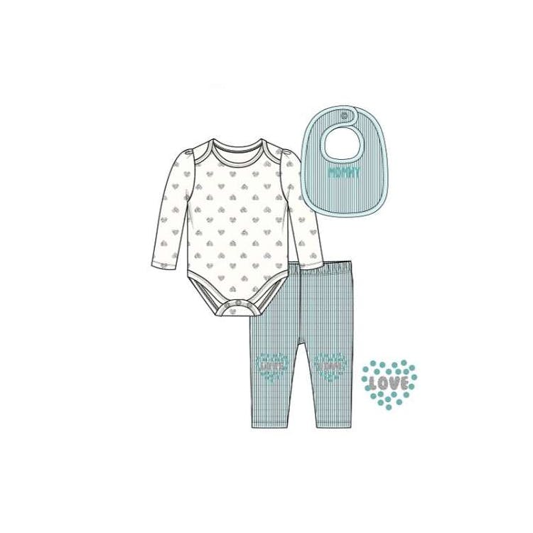 Girls' Bodysuit Set with Bib Mint 0-9M 3pc 2