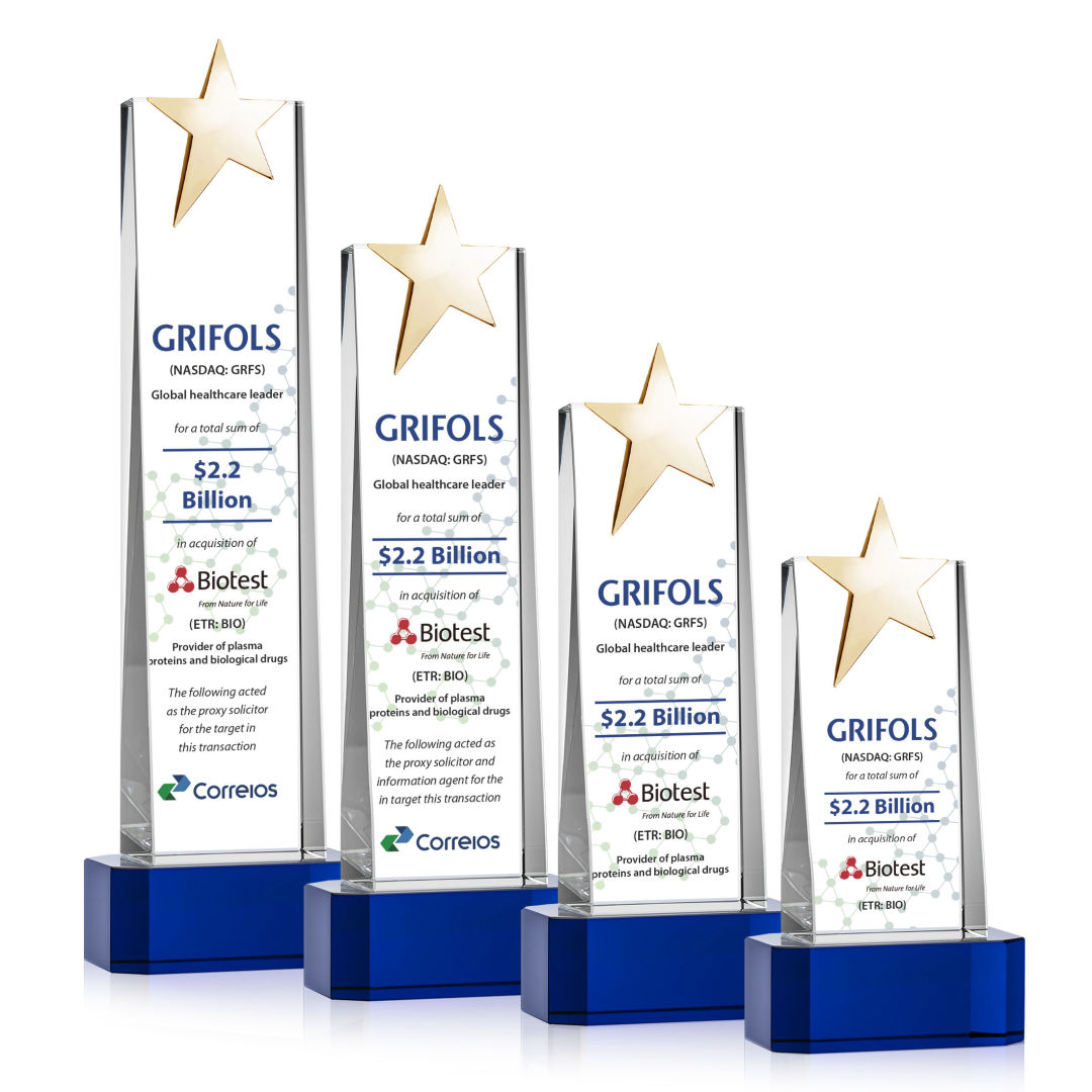 Fanshaw Gold Star VividPrint™ Award on Base - Blue 6