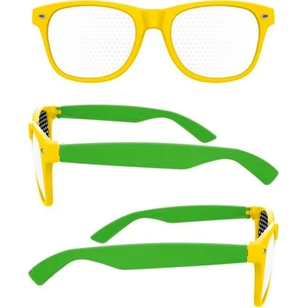 2-Tone Retro Pinhole Sunglasses W/ 1-Color Temple Imprint 6