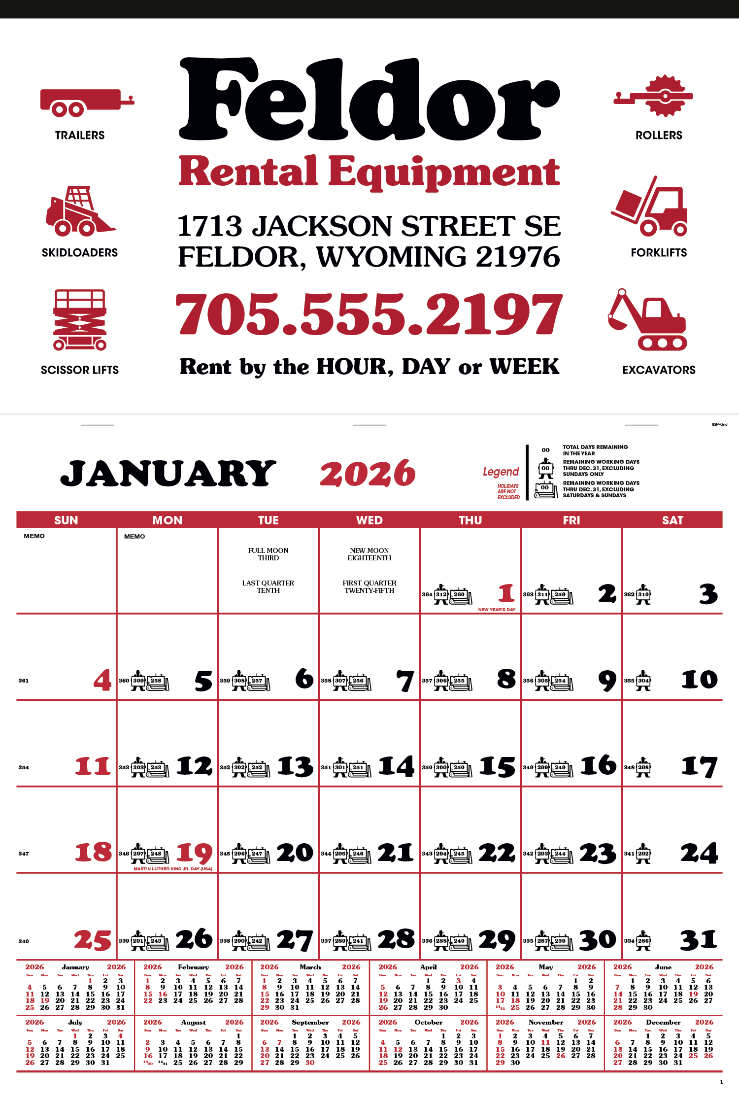 Skinner & Kennedy® Contractor's Apron Calendar 12
