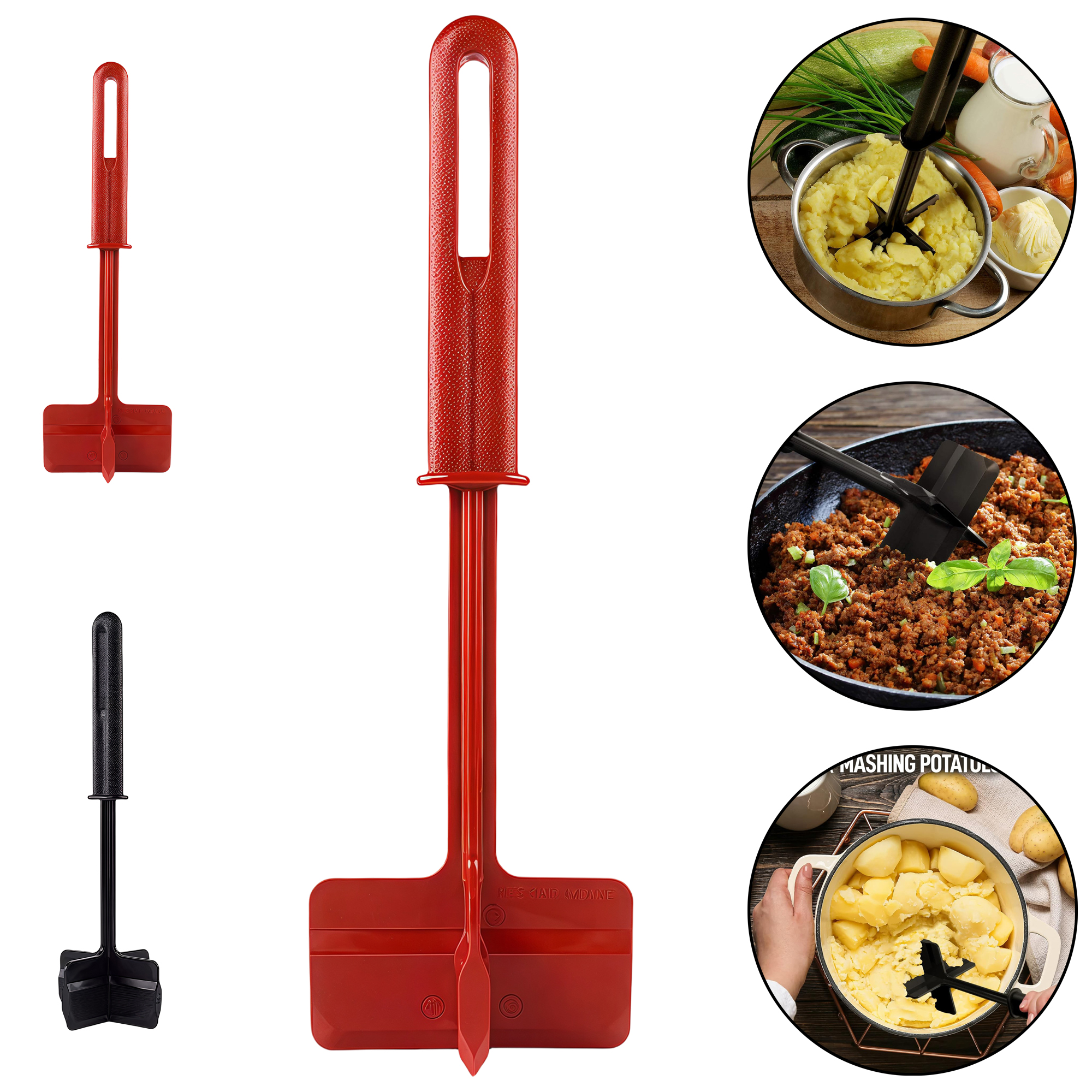 Handy Mixing Grinding Chopper for Meat Potatoes Salad Tomatoes Rice with Long Comfortable Handle 4