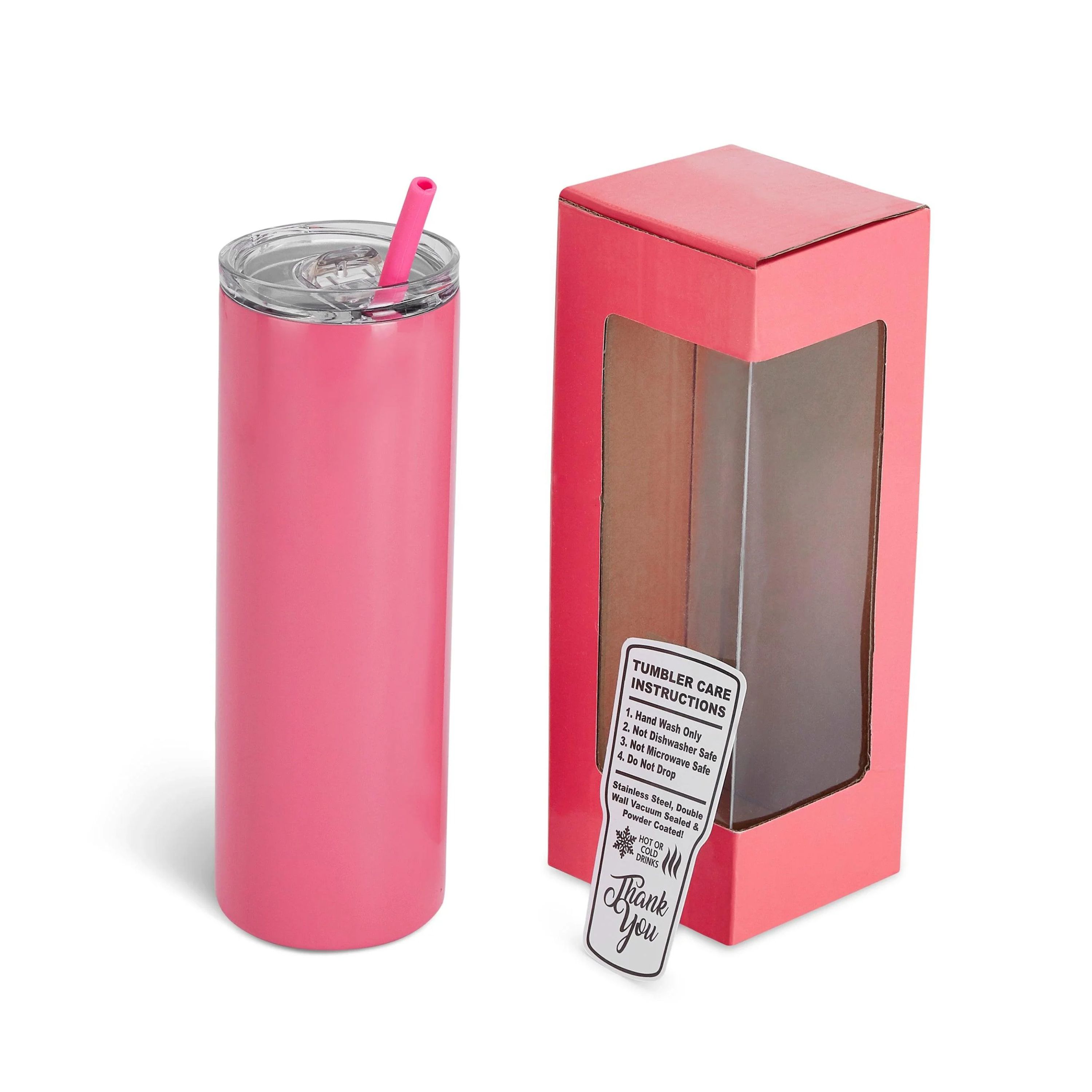20 oz Unbranded Skinny Stainless Steel Tumbler w/ Color Matched Window Display Gift Box 9