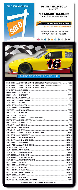 Magna-Card Business Card Magnet - NASCAR Racing Schedule (3.5x9) 2