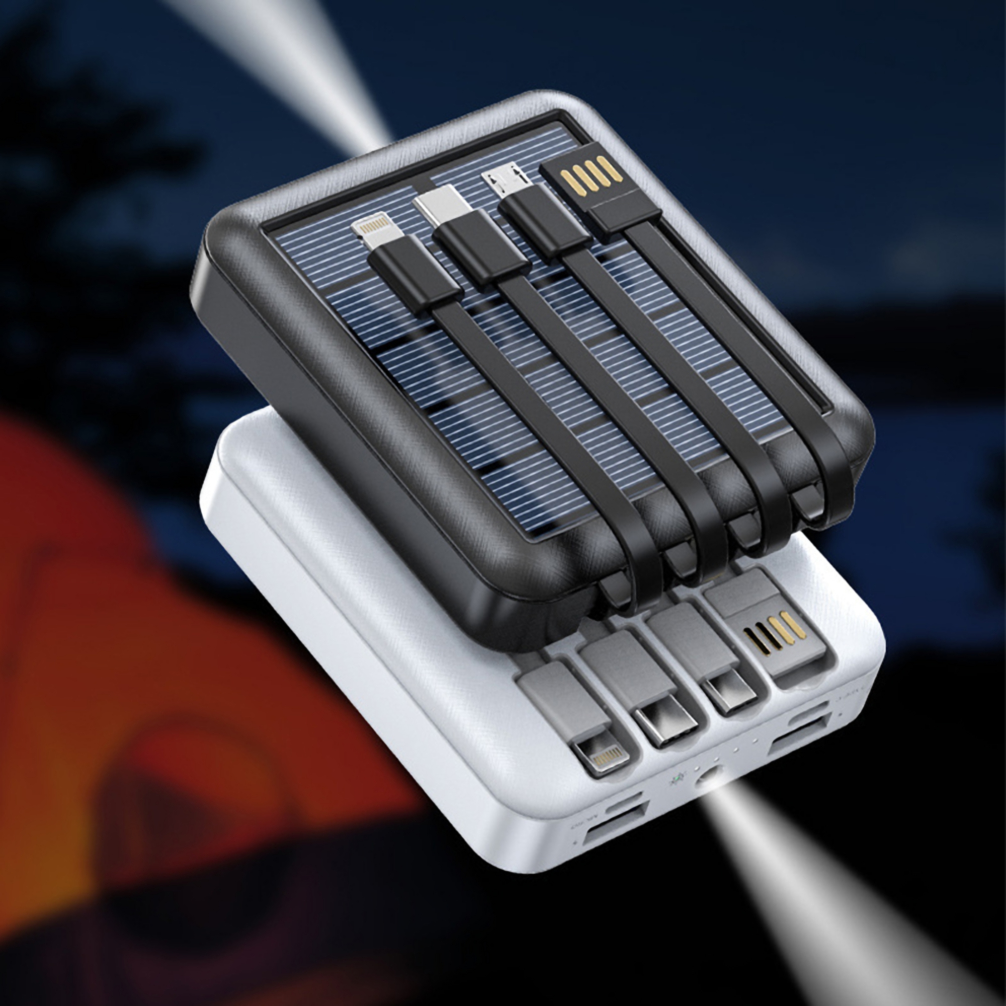 5000mAh Solar Power Bank Portable Charger w/Cable 4