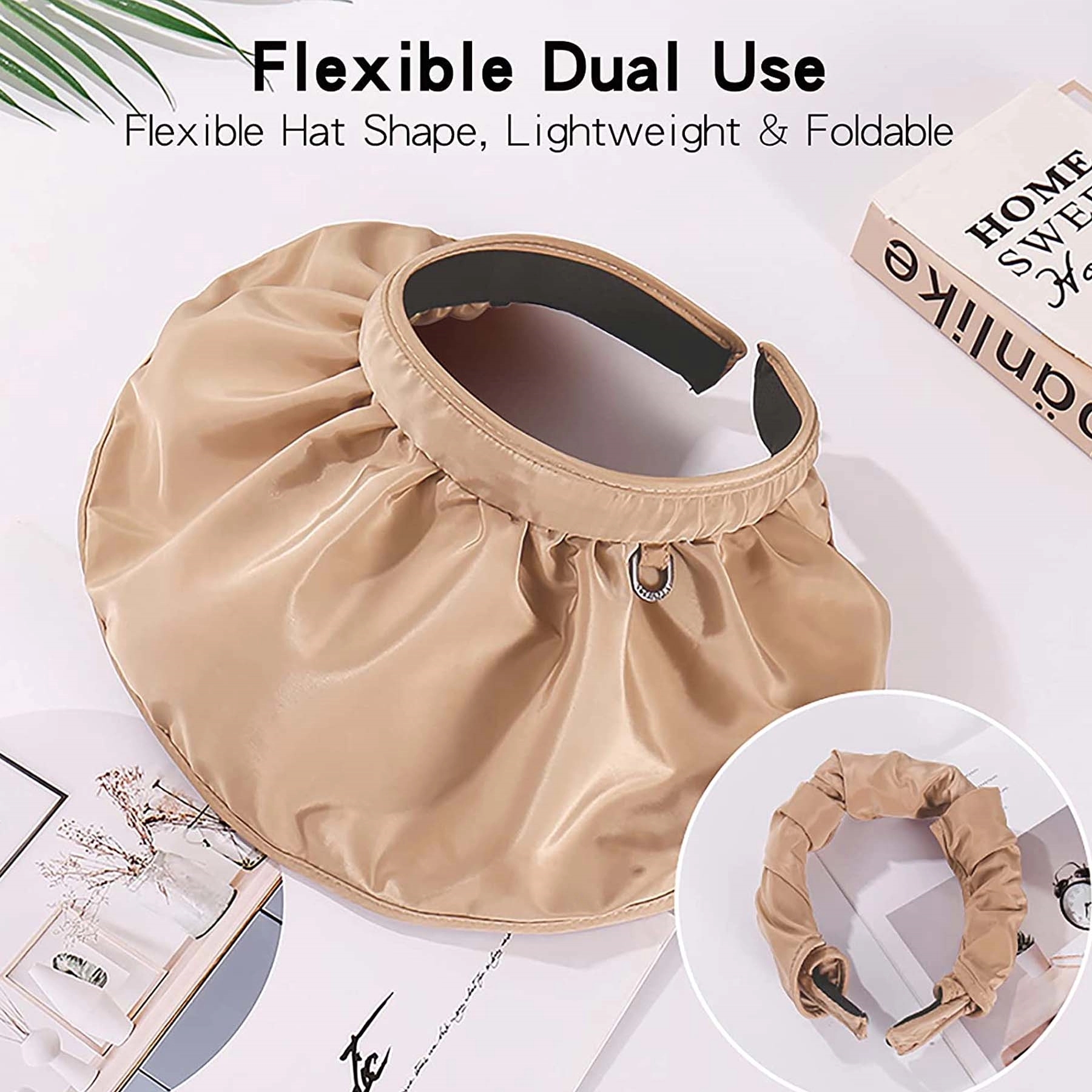 2 In 1 Headband Visor Foldable Bonnet Wide Brim Hat 2