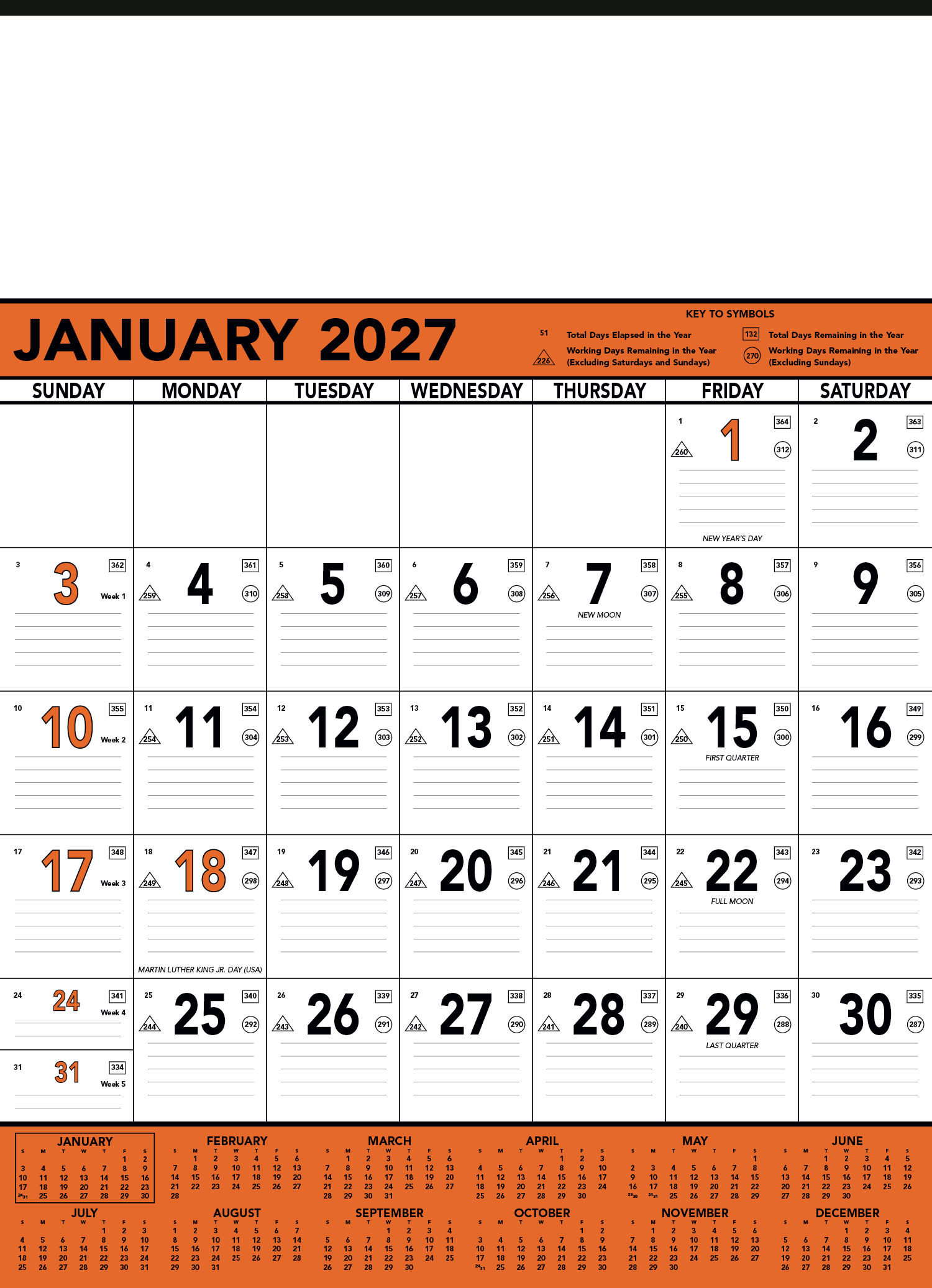 Triumph® Calendars Orange & Black Contractor Memo Calendar 19
