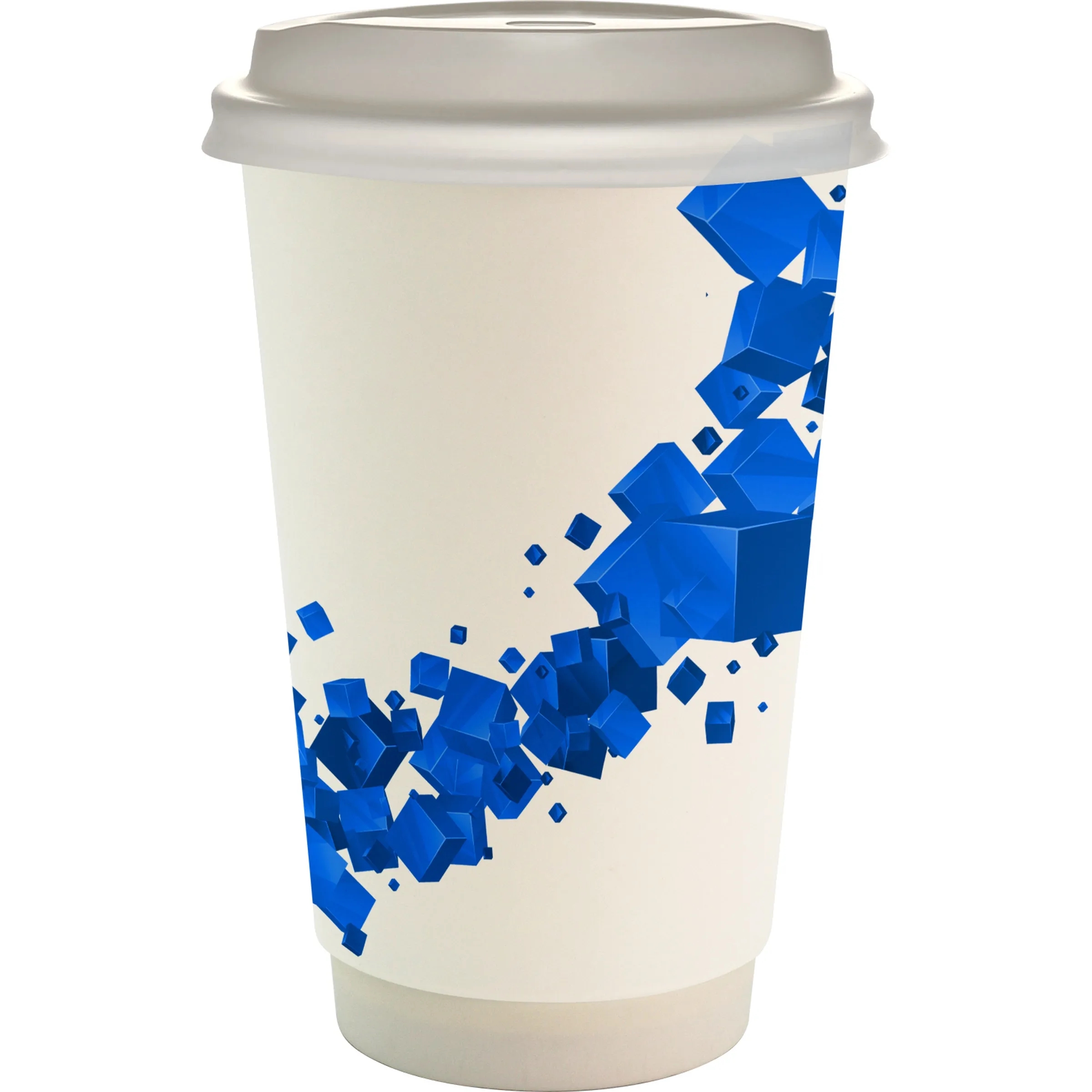 16 oz. Full Color Floating Cube Paper Cup With Lid 16