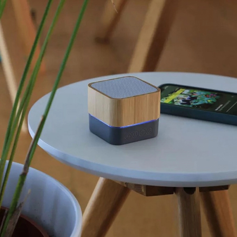 Mini Bamboo Square Portable Speaker 5