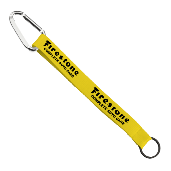 3/4" Sewn Polyester Keychain with Metal Split-Ring and Carabiner 1