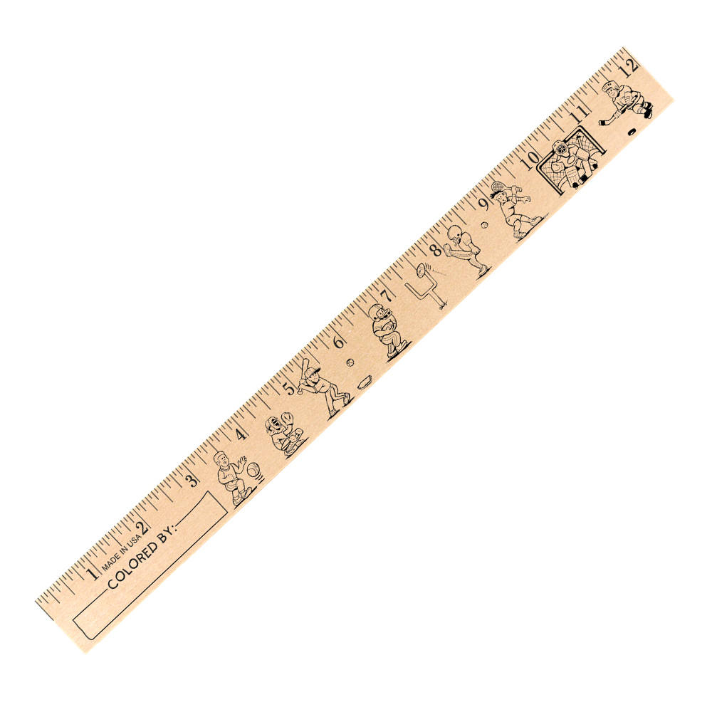 Kids Playing Sports "U" Color Rulers - Natural wood finish 1