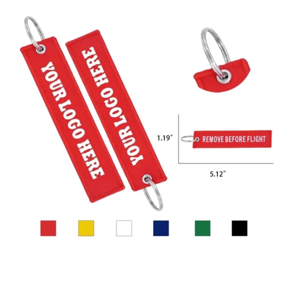 Woven Embroidered Key Tag Flight Keychain 1