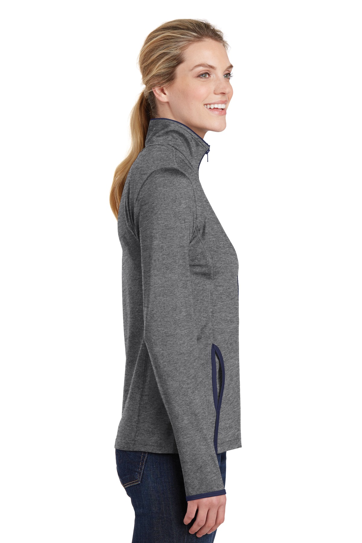 Sport-Tek Women's Sport-Wick Stretch Contrast Full-Zip Jacket. LST853 2