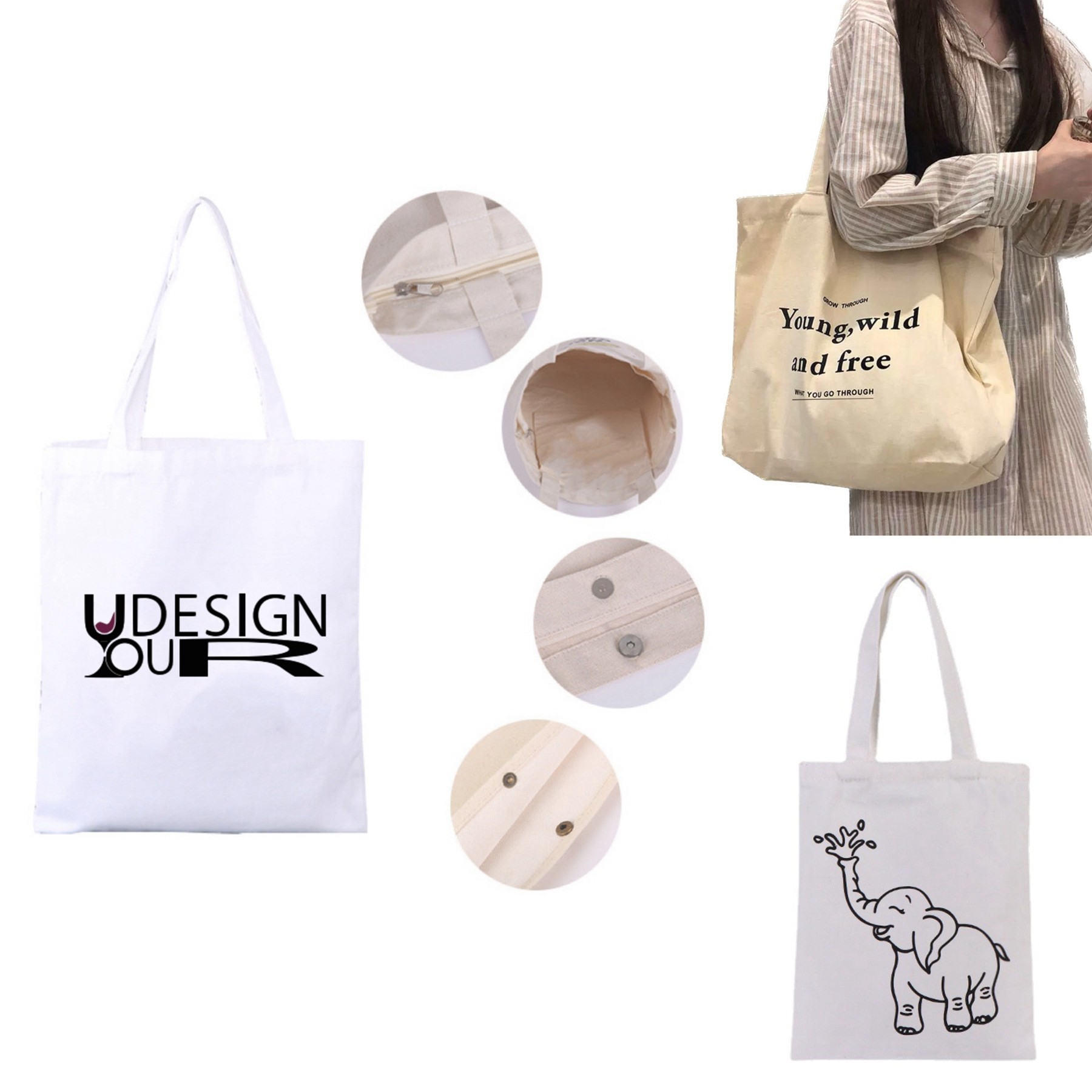 Classic Canvas Tote Bag, custom tote bag with logo imprint 1