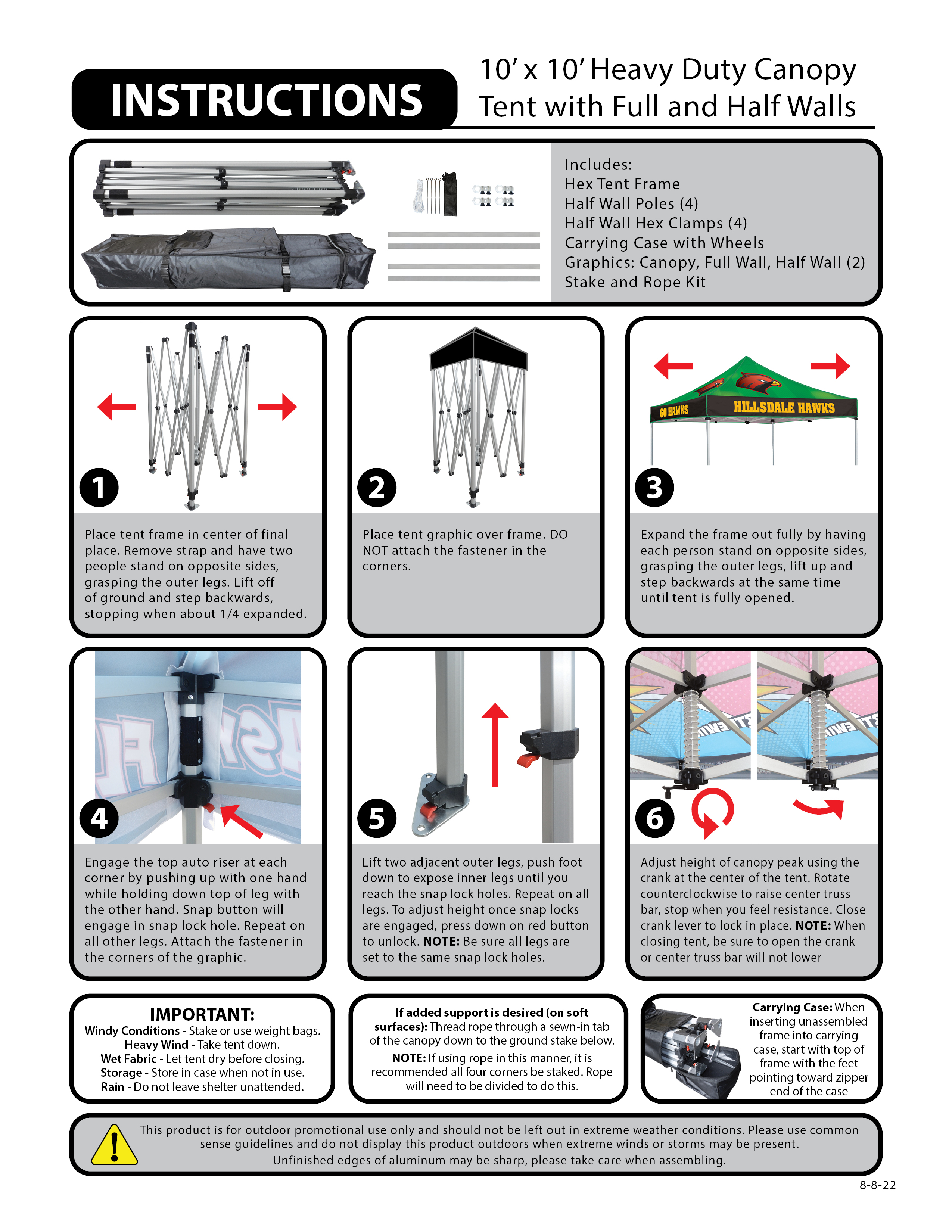 10' Heavy Duty Tent With One Full Double Sided Wall and Two Double Sided Half Walls 4