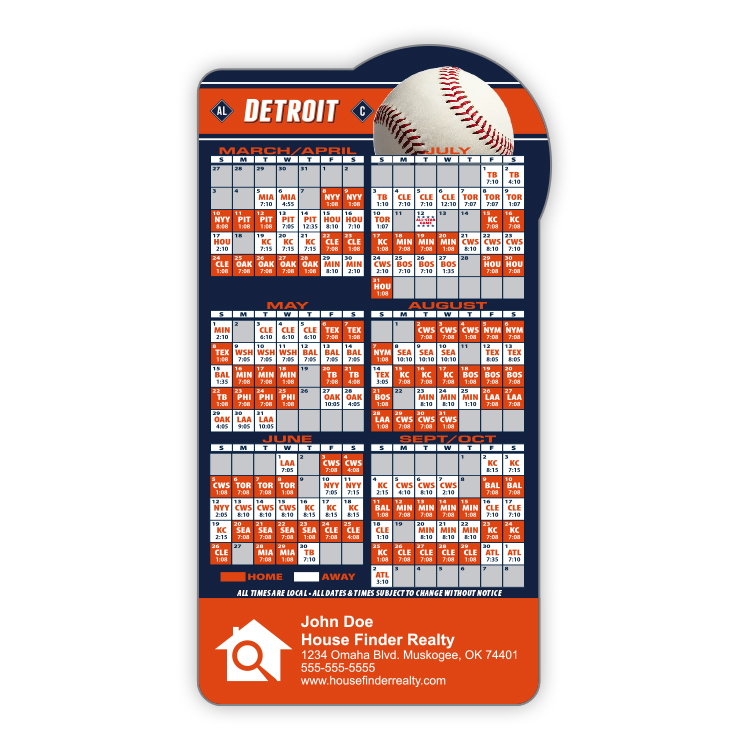 Magnet Sport Schedules - Baseball Shape (3.875x7.25) - 20 mil. 3
