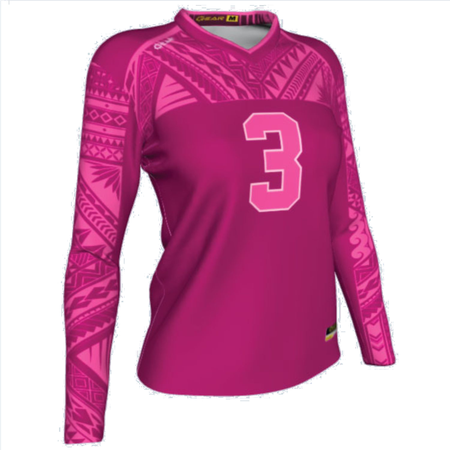 Women's 180 GSM Cotton Feel Jersey Knitted Sublimation Long Sleeve V-Neck T-shirt 1