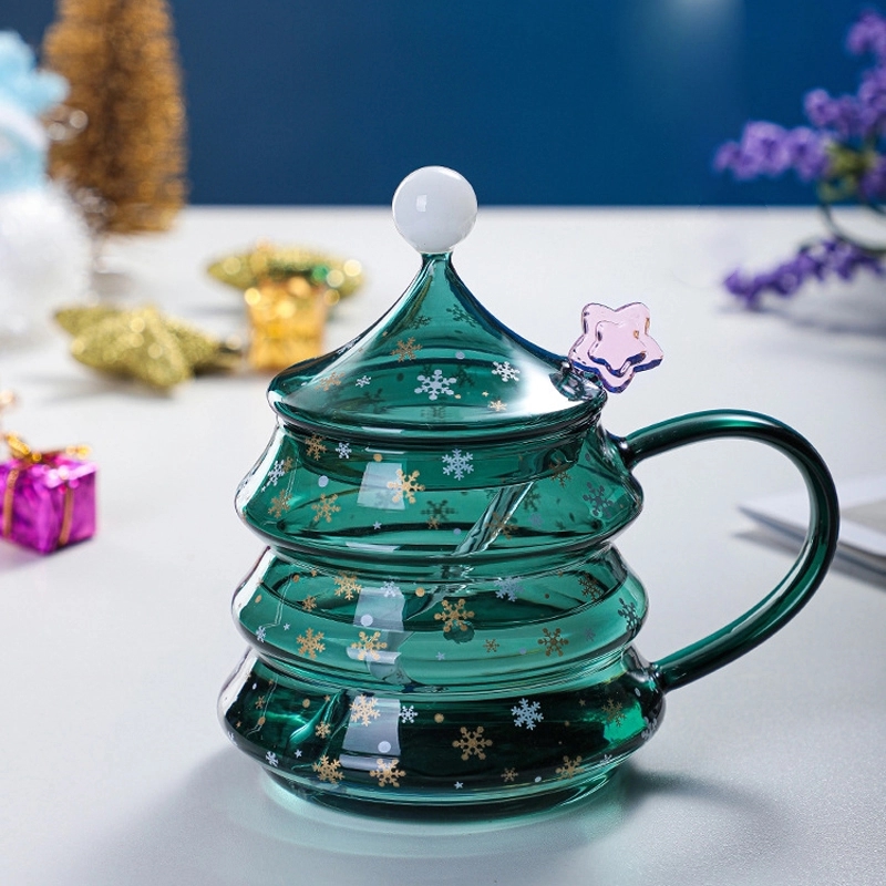 13/16 OZ. Glass Christmas Tree Tea Coffee Mug & Gift Cup 10
