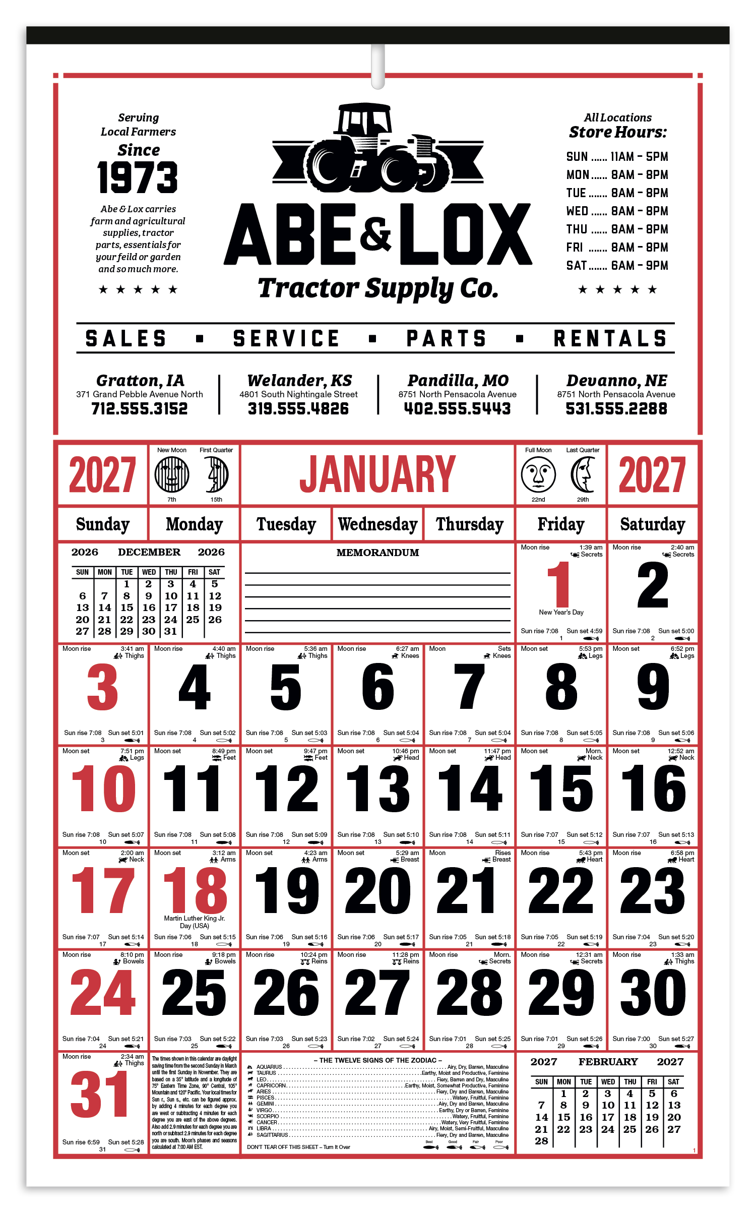 Skinner & Kennedy® 8-Sheet Almanac Calendar 11