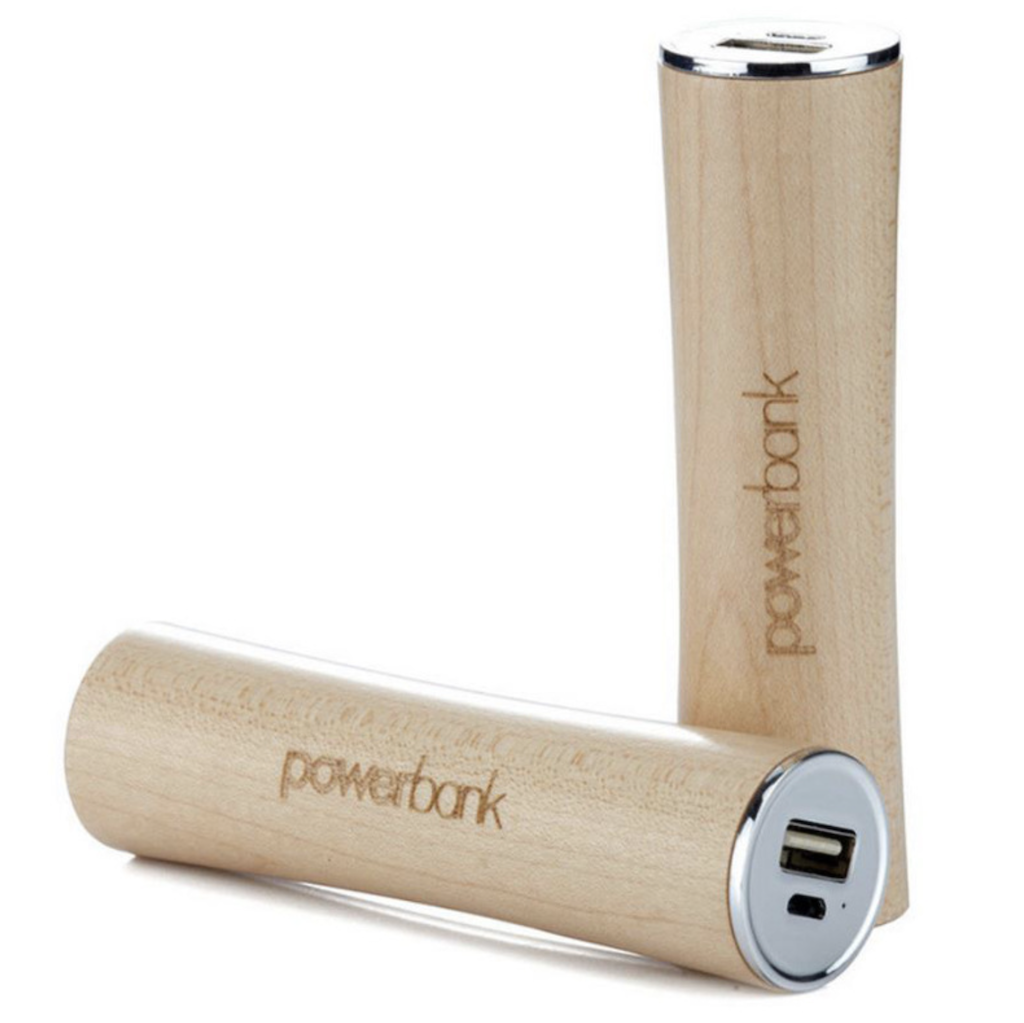 Wooden lipstick-sized power bank 1
