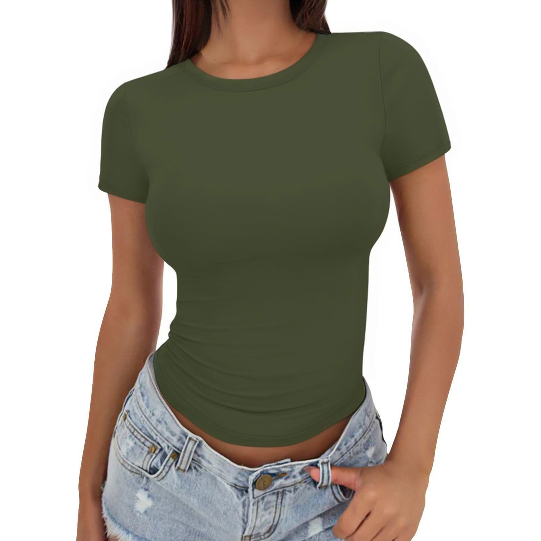 Gym Women's T shirt Summer Top Crop Short Sleeves 1