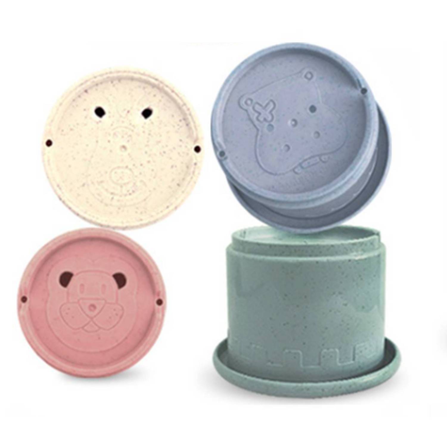Colorful Wheat Straw Toddler Stacking Cup Set 6