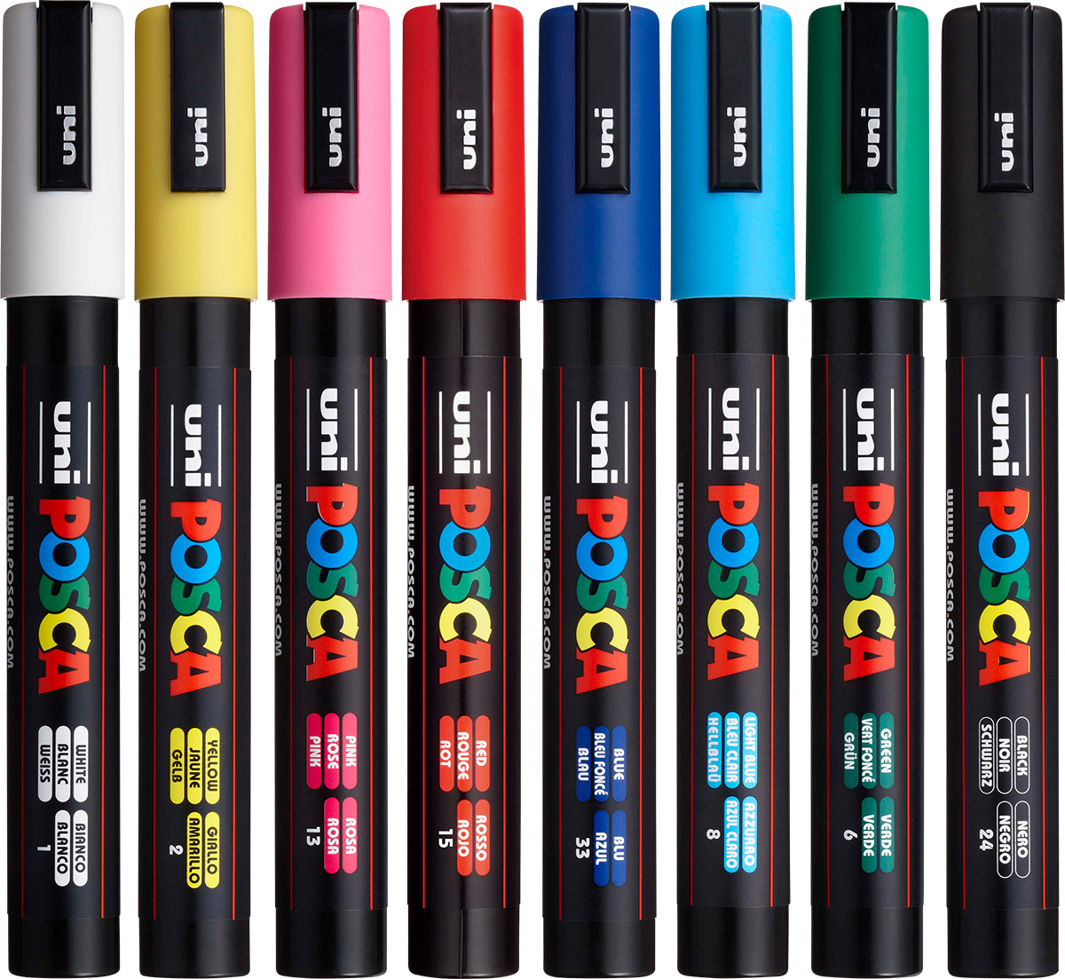 POSCA 8 Piece Basic Marker Set with Bag - Medium 24
