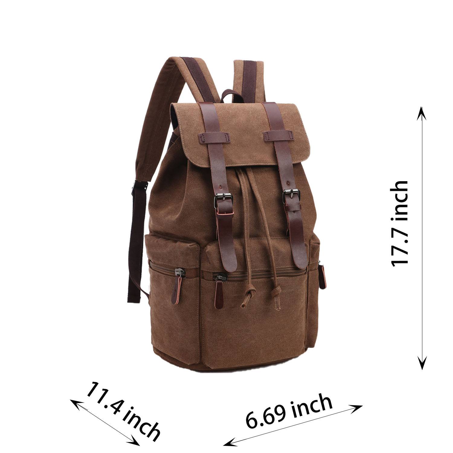 Canvas Vintage Backpack PU Leather Casual Bookbag 4