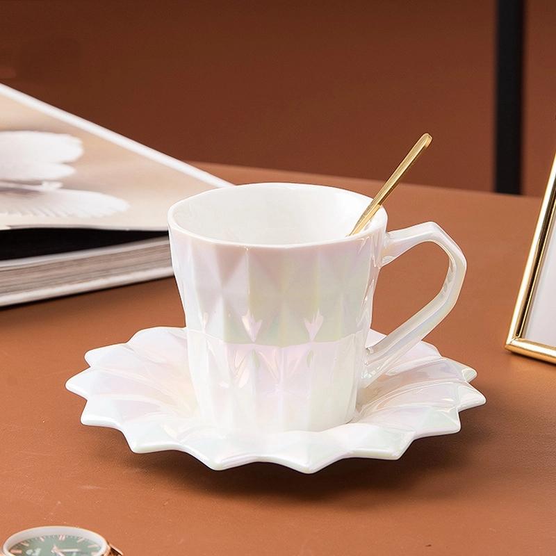 Custom 6 oz Ceramic Coffee Mug Saucer Set 8
