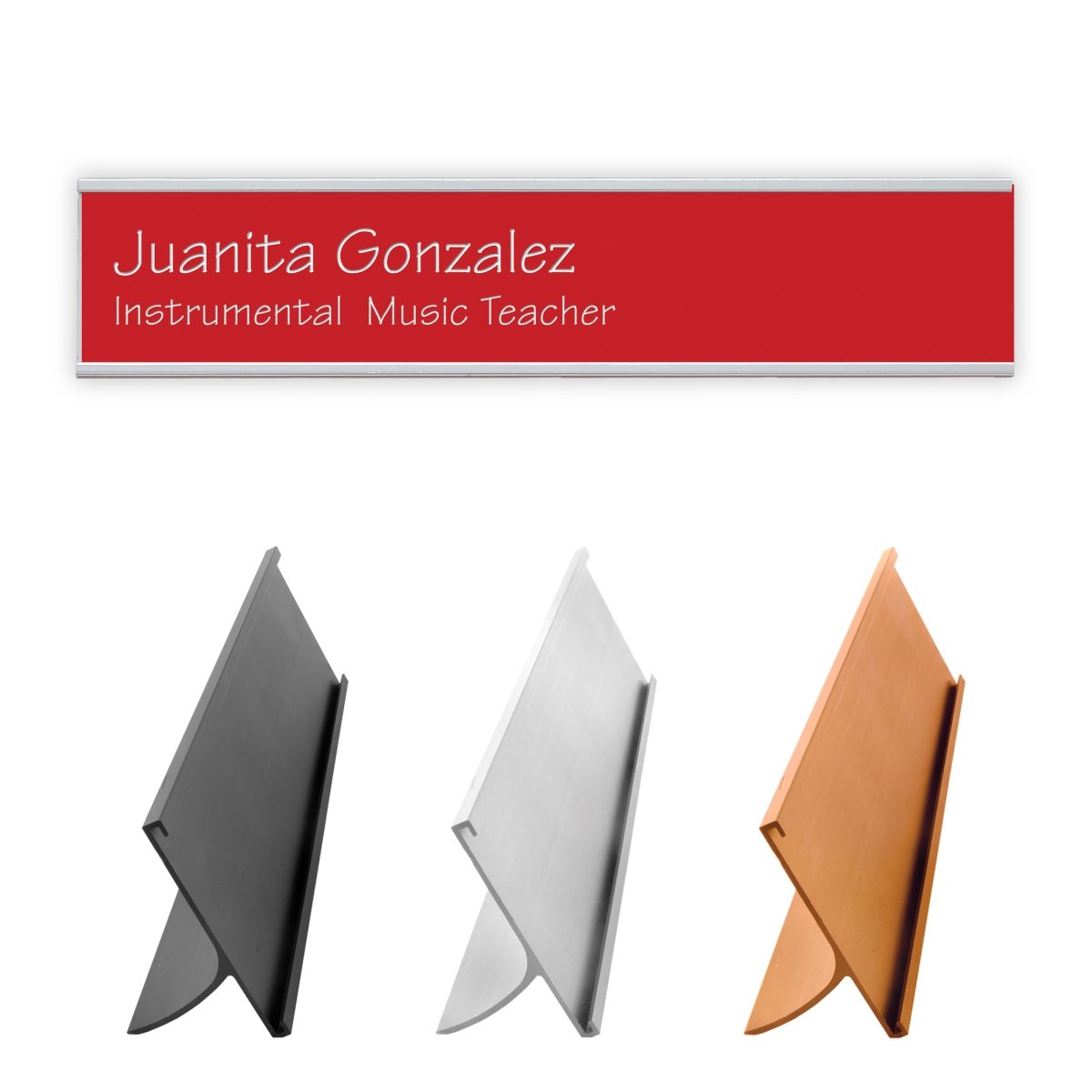 Aluminum Desk Set Engraved Plate w/Holder (2"x10")