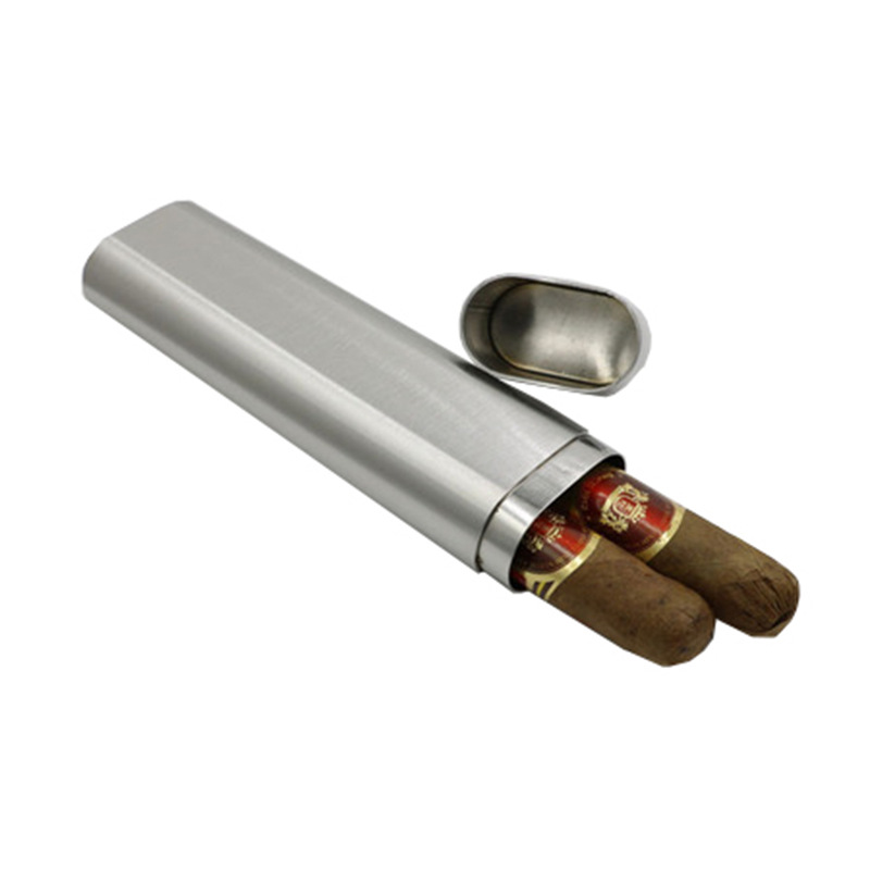 Single Tube Thickened Stainless Steel Cigar Holder Humidor 6