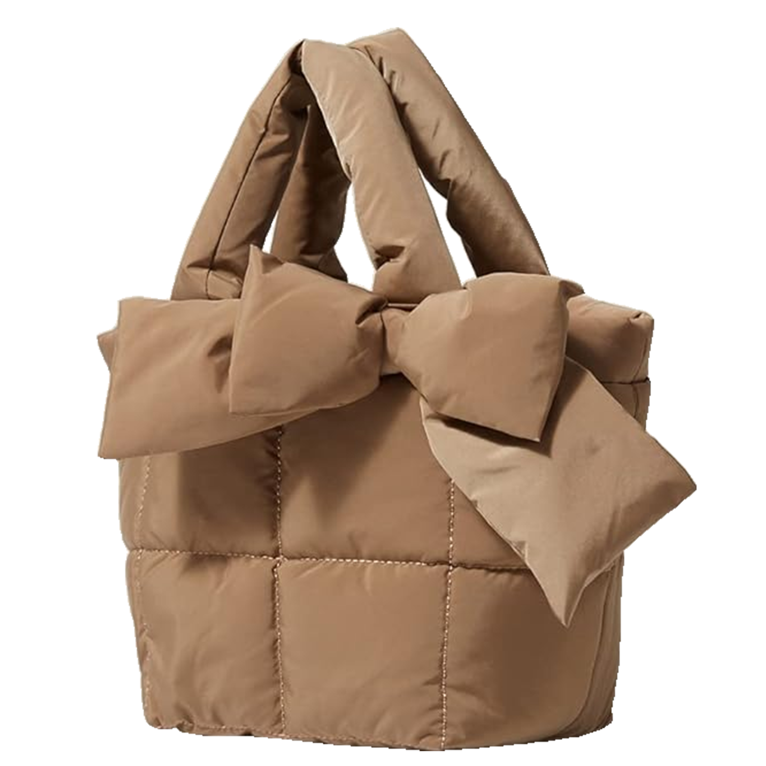 Female Simple Soft Down Bowknot Handbag Tote Bag 12