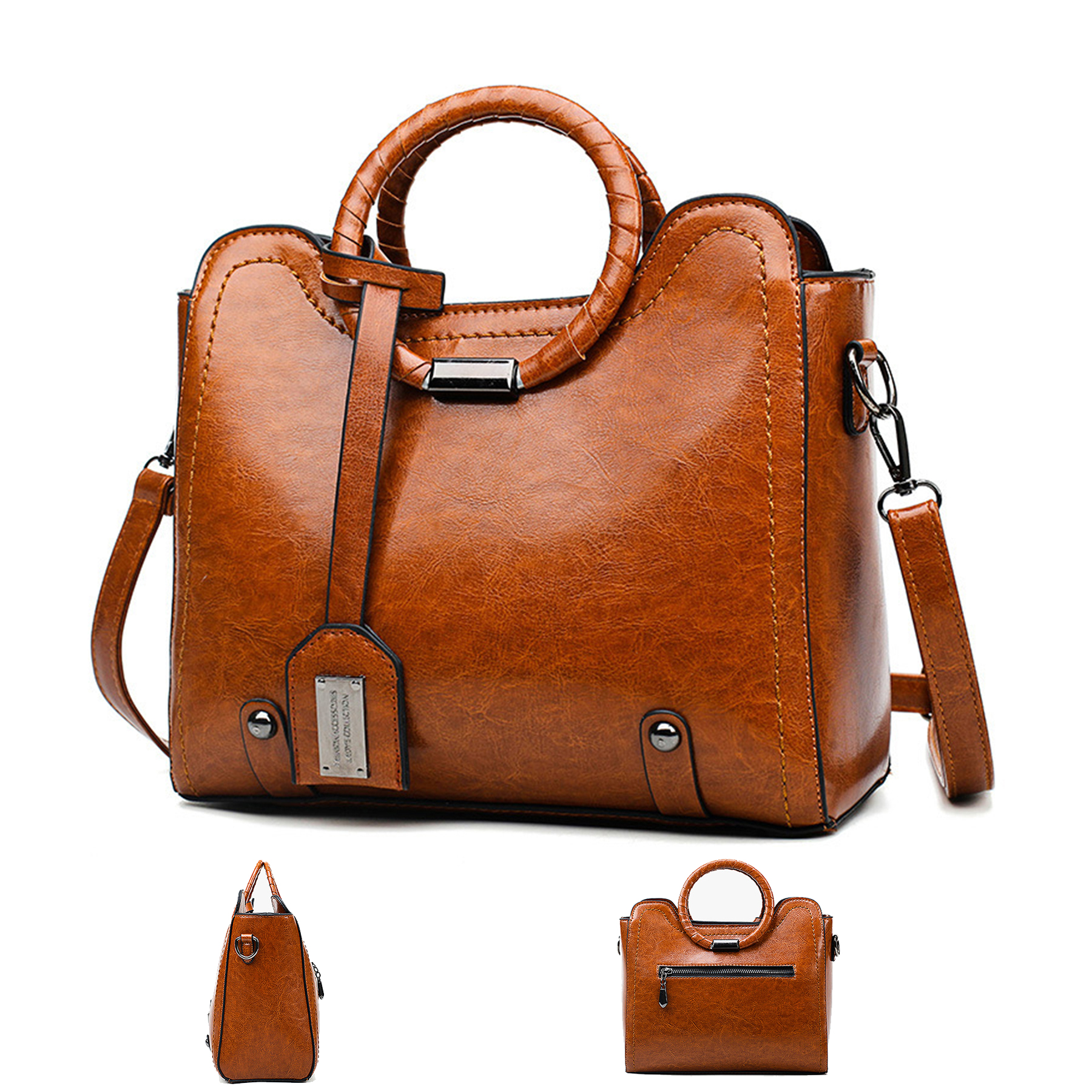 PU woven tote bag for women 3