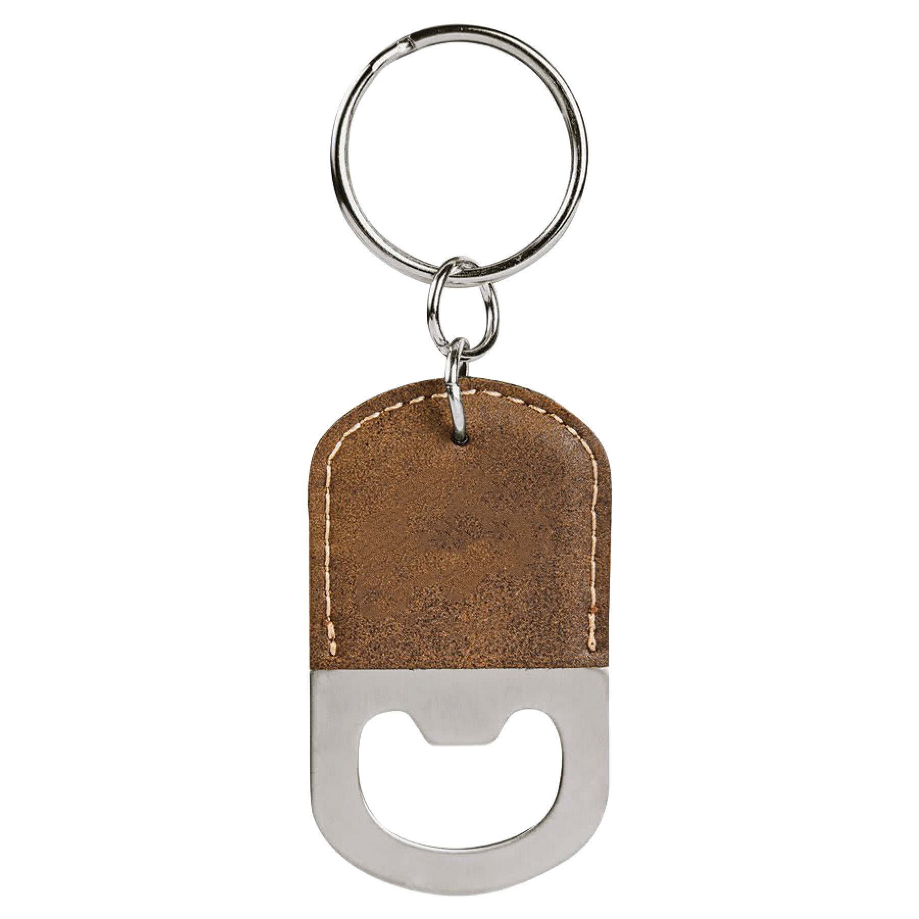 Rustic/Gold Oval Leatherette Bottle Opener Keychain 2