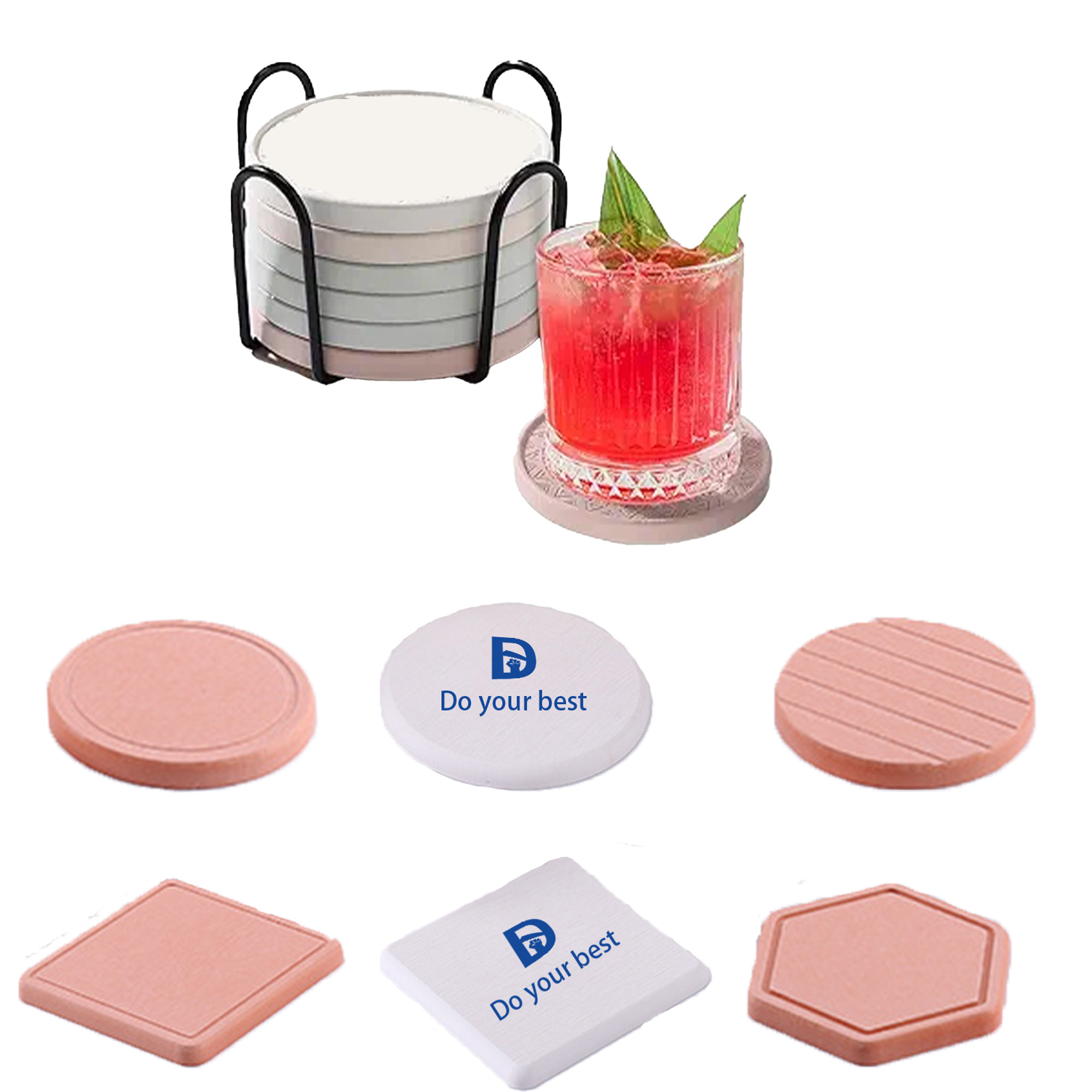 MOQ 30 Custom-Shaped Diatomaceous Coasters 1