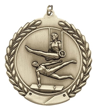 Gymnastics Male Die Cast Medal, 1 3/4" 2