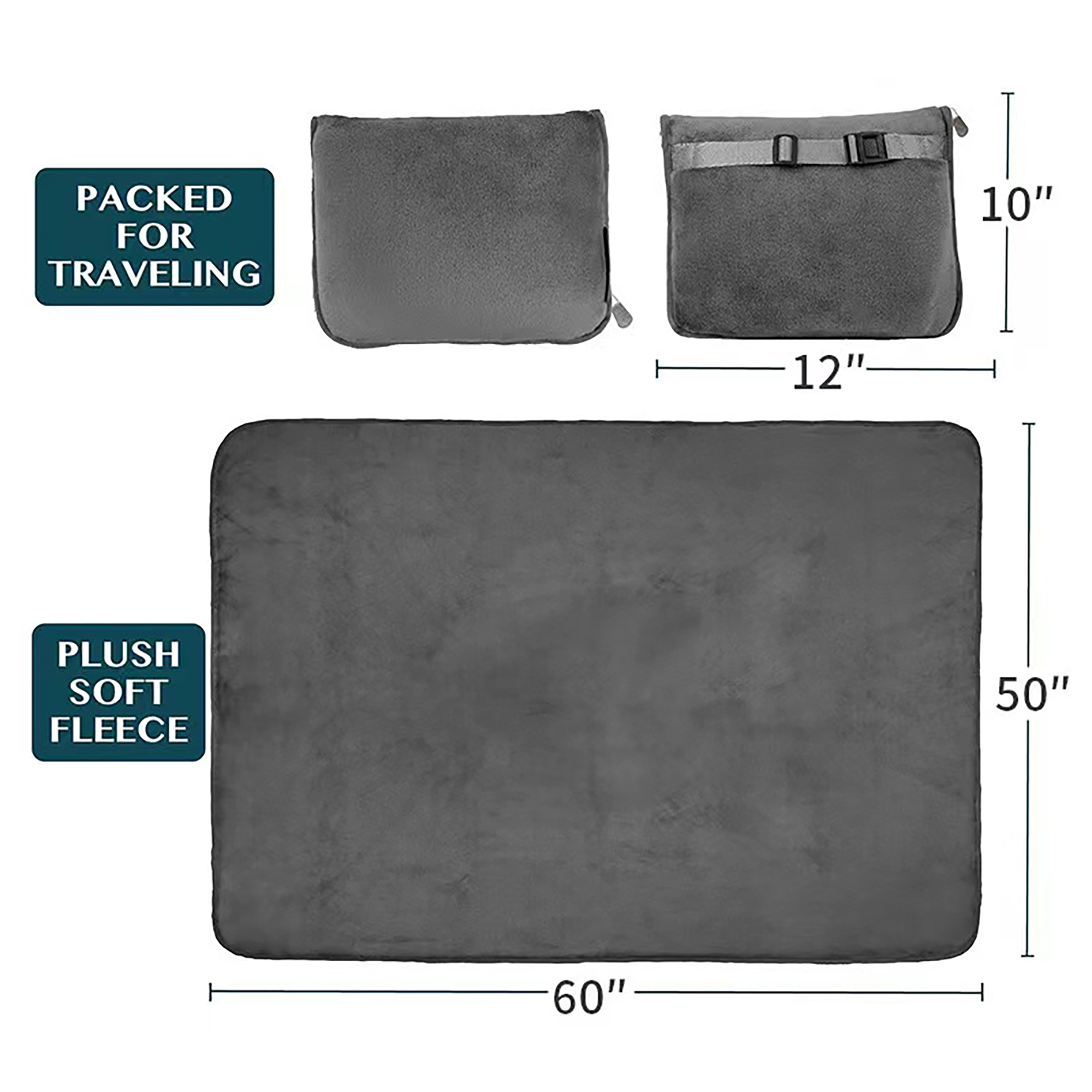 2-in-1 Foldable Travel Flannel Blanket Pillow 3