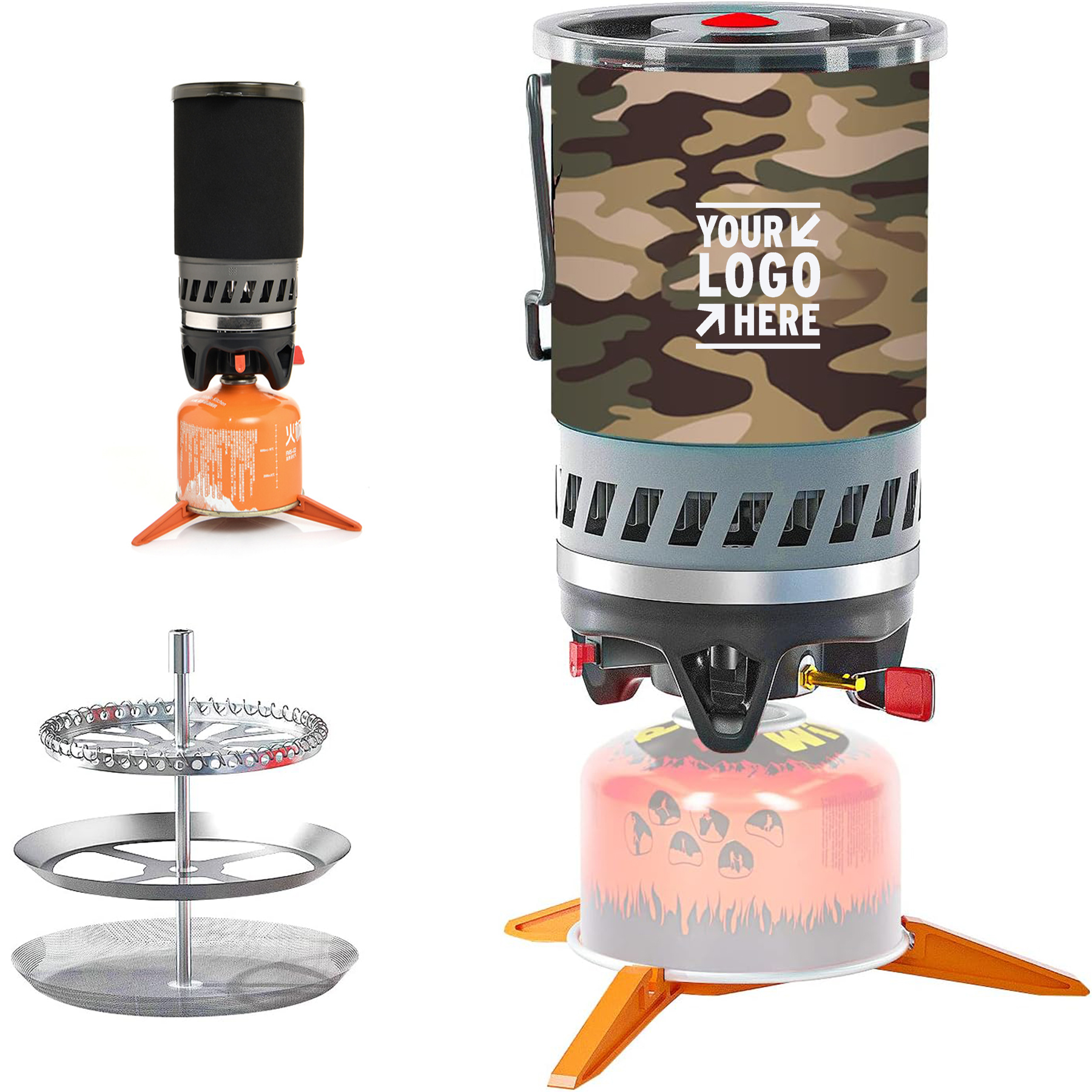 Backpacking Camping Propane Stove Outdoor Portable Gas Burner With Pot French Coffee Press