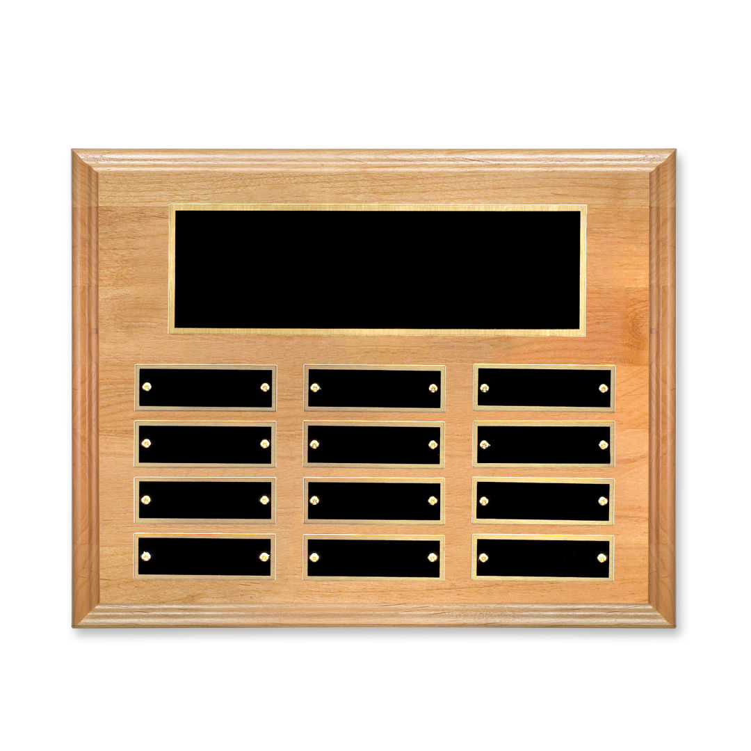 Erindate (Horiz) Perpetual Plaque - Red Alder/Gold 3