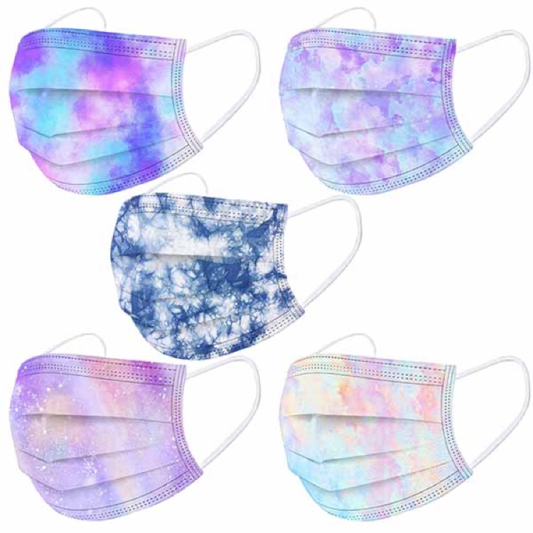 50 Pack Tie Dye Disposable Face Mask 6
