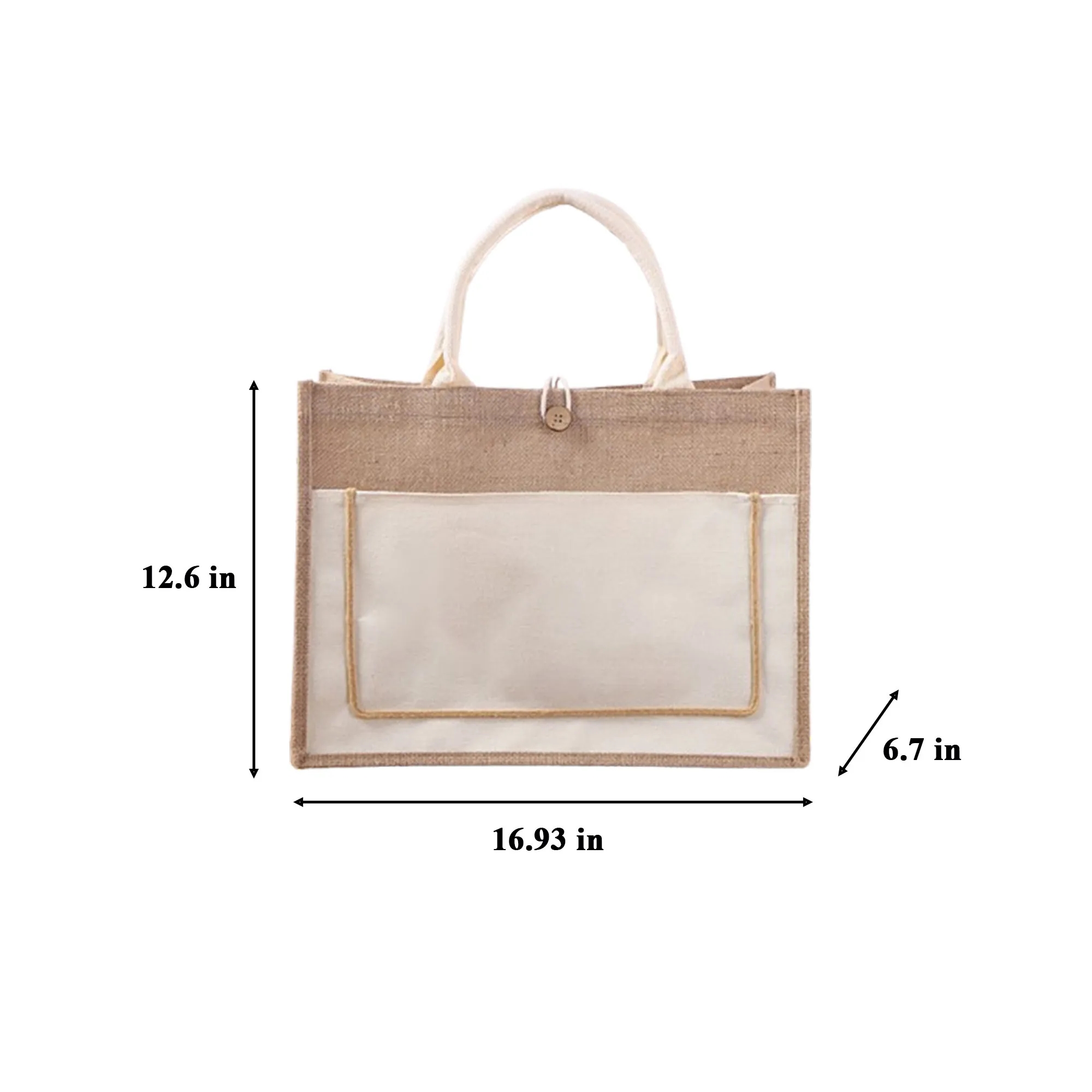 Eco-Friendly Large Capacity Reusable Jute Tote Bag, custom tote bag with logo imprint 3