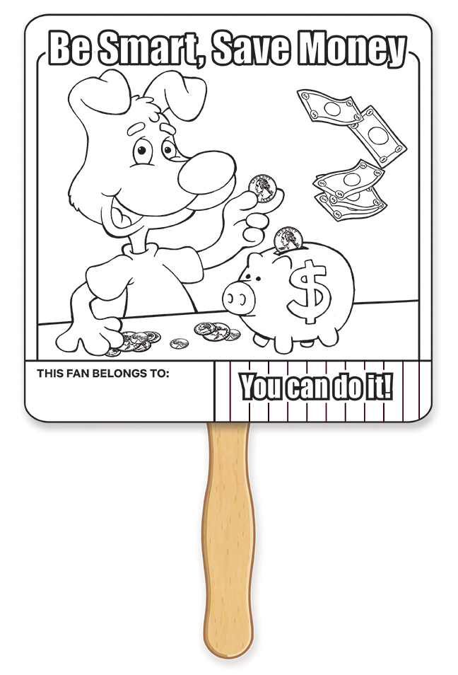 HAND FANS - Saving Money Coloring Hand Fan 7