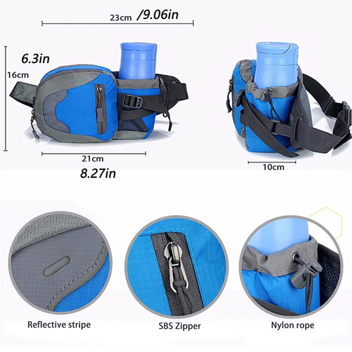 Portable Fanny Pack Sport Waist Bag with Bottle Holder 6