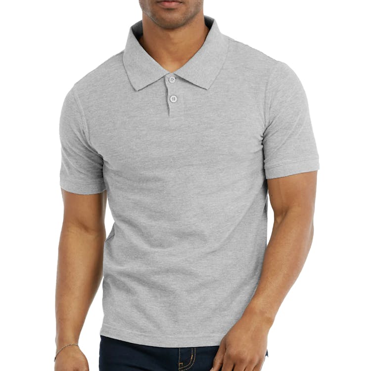 Men's Slim Polo Uniform Shirts - Large Heather Gray Large 2